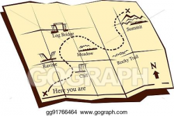 Vector Art - Map of trail with x marks the spot woodcut. EPS ...