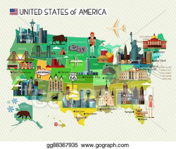EPS Vector - Usa travel map. Stock Clipart Illustration ...