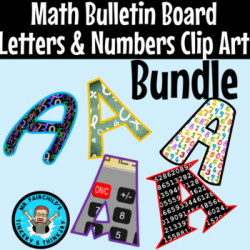 Math Theme Easy Cut Bulletin Board Letters and Numbers Clip Art- Complete  Bundle