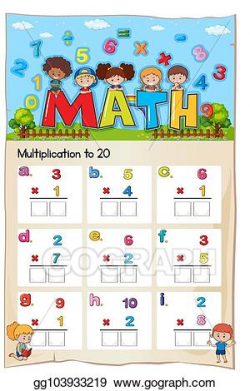 EPS Illustration - Math worksheet multiplication number ...