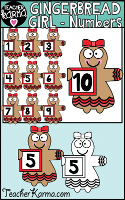 Gingerbread GIRLS holding Numbers - Math Clipart | TK ...