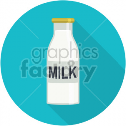 glass milk bottle on blue circle background flat icons . Royalty-free icon  # 407162