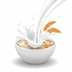 Breakfast With Realistic Milk Flow, Breakfast, Wheat, Milk PNG and ...