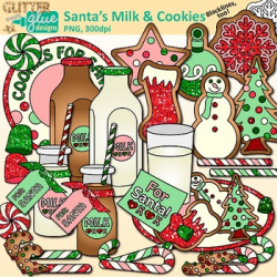 Santas Milk & Christmas Cookies Clip Art: Christmas Graphic {Glitter Meets  Glue}