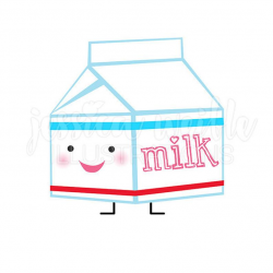 Cute Milk Carton Character Cute Digital Clipart, Little Milk Clip art,  Kawaii Graphics, Kawaii Smiling Milk Illustration, #346