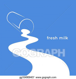 Vector Art - Spilled milk glass design on blue background ...
