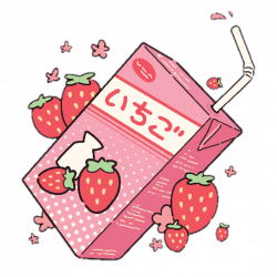 aesthetic kawaii milk strawberry pastel pink...