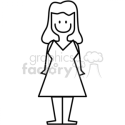 Black and White Mother with a Dress on clipart. Royalty-free clipart #  373064
