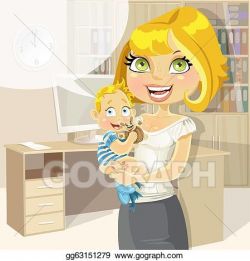 Vector Stock - Pretty business mom with baby boy. Clipart ...