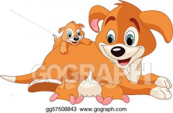 EPS Vector - mother dog nursing cute puppies. Stock Clipart ...