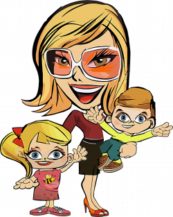 Clipart - Mom And Two Kids Caricature