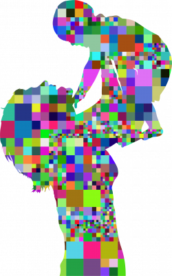 Clipart - Prismatic Mosaic Mother And Baby Silhouette 4