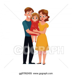Vector Clipart - Parents, mom and dad, holding little ...