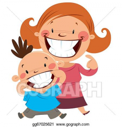 Stock Illustrations - Happy mom and son smiling showing ...