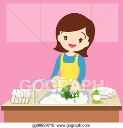 Vector Art - Mom dish washing. Clipart Drawing gg86939719 ...