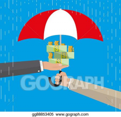 Vector Illustration - Umbrella to protect money. EPS Clipart ...