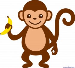 Monkey With Banana Clip Art - Sweet Clip Art