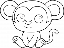 28+ Collection of Monkey Clipart Black And White Outline | High ...
