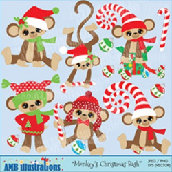 Christmas Monkey clipart AMB-380