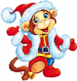 Santa Monkey Clipart