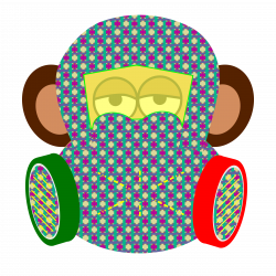 Clipart - monkey wears gas mask with pattern