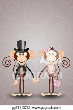 Clipart - A couple of monkeys just married. Stock ...