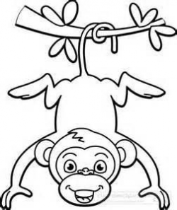 monkey-hanging-from-tree-black-white-outline : Classroom ...