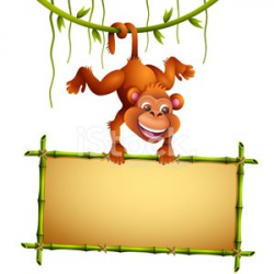 Monkey With Bamboo Sign premium clipart - ClipartLogo.com