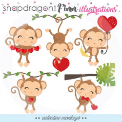 BUY5GET5 Valentine Monkey Clipart, Valentine clipart, Valentine Clip Art,  Monkey clip art, cute monkey, Commercial License Included
