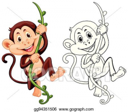 EPS Vector - Drafting animal for monkey on vine. Stock ...