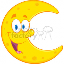 Royalty Free RF Clipart Illustration Smiling Moon Cartoon Mascot Character  clipart. Royalty-free clipart # 396929