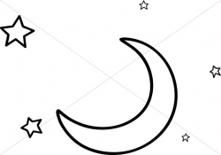 Line Art Moon and Stars | Moon Clipart