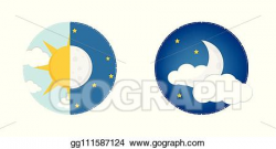 Vector Art - Day night concept, sun and moon, day night icon ...
