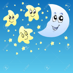 Moon and stars at night clipart - Clip Art Library
