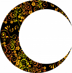 Clipart - Gold Floral Crescent Moon Mark II 6