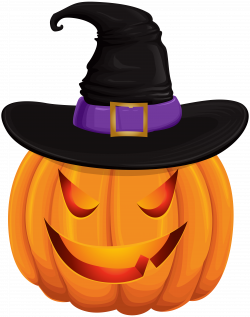 Halloween Pumpkin with Witch Hat Transparent Clip Art | Gallery ...