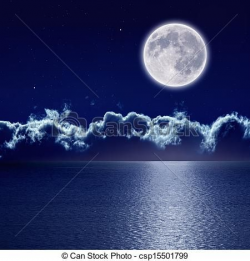 full moon clip art | Full moon over sea - csp15501799 | My ...