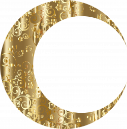 Clipart - Gold Floral Crescent Moon Mark II