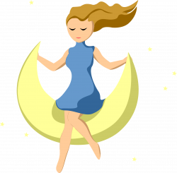 Clipart - Girl On Crescent Moon