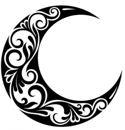 Amazon.com: Pretty Black and White Crescent Moon with Swirl ...