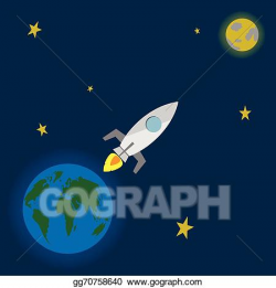 EPS Vector - Rocket launch to the moon. Stock Clipart ...