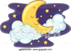 Vector Illustration - Mascot sleeping moon. EPS Clipart ...