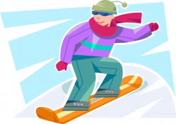 Snowboarding Down Mountain Slope - Vector Image