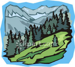 Forested Mountain Slope - Royalty Free Clipart Picture