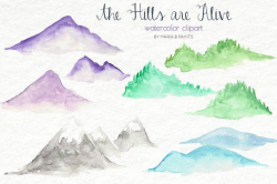 Watercolor Hills Clip art Mountains, Nature, Simple, Rolling ...