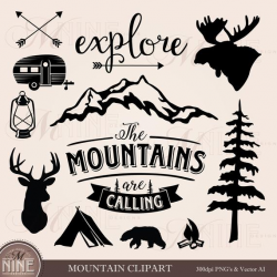 MOUNTAIN Clip Art | Camping Outdoors Clipart Downloads | Vector Mountain  Theme Clipart Downloads | Deer Moose Bear Clip Art Downloads