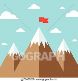 Vector Clipart - flag on mountain success goal achievement ...