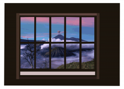 Clipart - Window with mountain-view