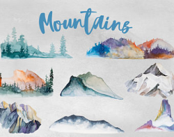 Watercolor mountains | Etsy
