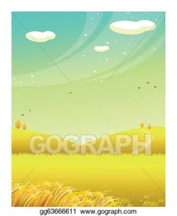 EPS Illustration - Mountains with wheat field. Vector ...